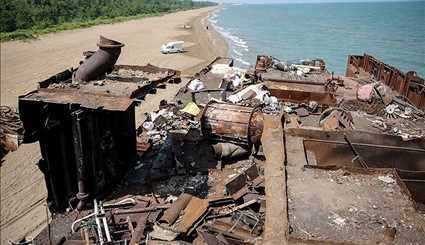 تخریب کشتی پژواک میانکاله | تصاویر