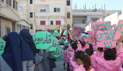 مشاهد من مسيرة يوم القدس في مدينة حمص السورية