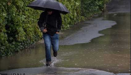 Flooded streets after intense rainfall in Germany