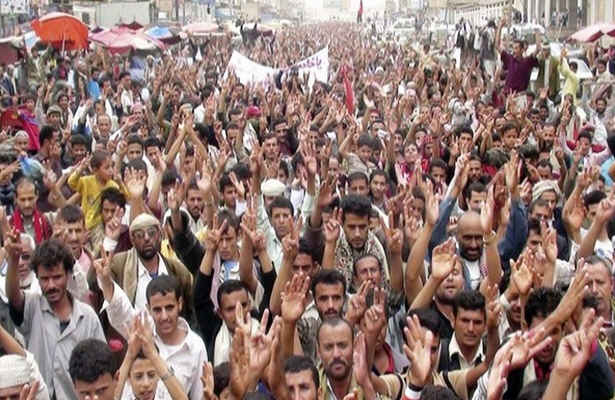 تظاهرات گسترده یمنی ها در شهر تعز