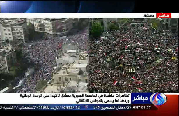 تظاهرات میلیونی مردم سوریه در دمشق