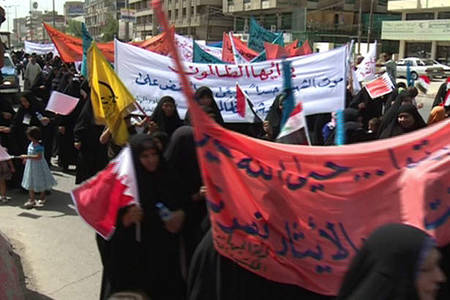 تظاهرات زنان عراقي درحمايت از زنان بحريني