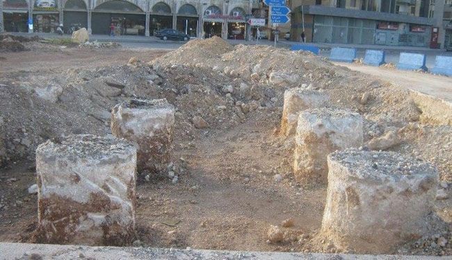 اكتشاف أعمدة أثرية في طرابلس شمال لبنان