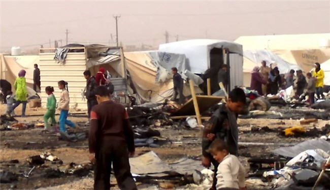 تظاهرات آوارگان سوري در اردوگاه الزعتري اردن