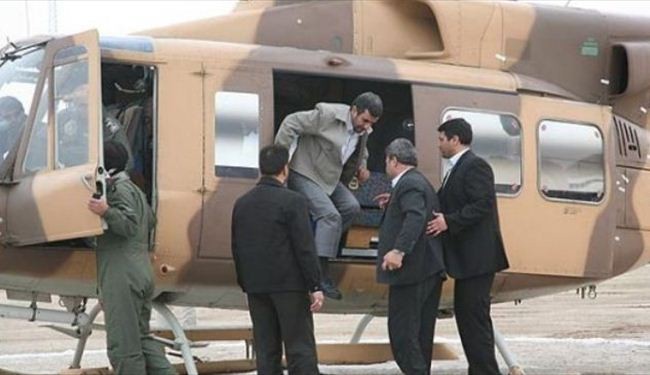 مروحية الرئيس احمدي نجاد تتعرض لخلل فني اثناء رحلة داخلية