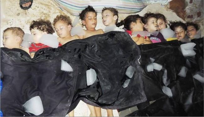 استخدام الأطفال القتلى بتمثيلية الكيماوي السوري من صنع واشنطن