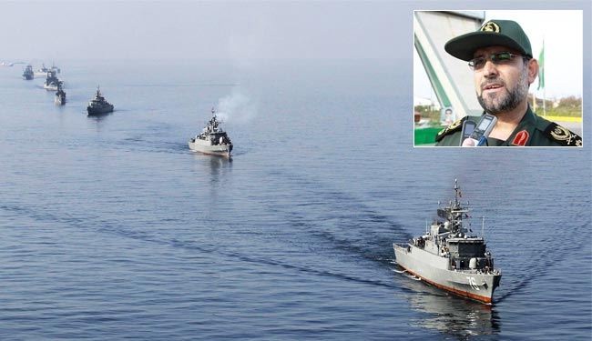 السفن الحربية الايرانية تطلق الصواريخ أثناء سيرها بسرعة عالية