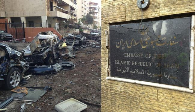 بالصور.. محيط السفارة الايرانية غداة التفجير الإرهابي
