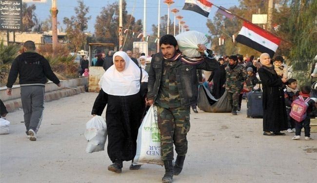 Scence of Syrians return back to al-Moazamiya
