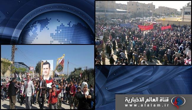 مسيرة حاشدة بدير الزور تاييدا للجيش السوري