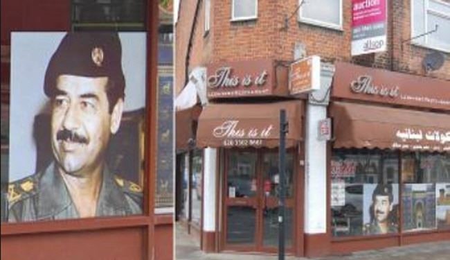 عکس؛ تصویر صدام بر تابلو رستوران لبنانی در لندن!