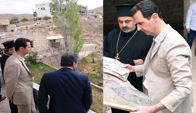 الرئيس السوري يزور معلولا في القلمون ويتفقد احد الاديرة