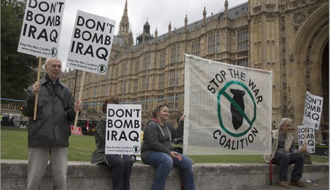 تظاهرات في لندن احتجاجاً على الضربات الجوية بالعراق