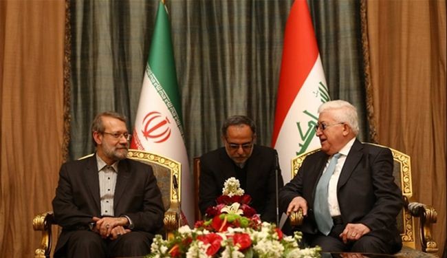 معصوم مستقبلاً لاريجاني: إيران من اوائل داعمي العراق ضد الأرهاب