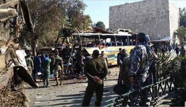 6شهداء و20 جريحا بانفجار في حافلة وسط دمشق
