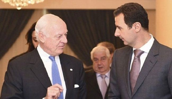 الأسد يستقبل دي مستورا لمناقشة تفاصيل وقف القتال بحلب