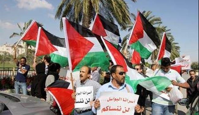 راهپیمایی مردم غزه در همبستگی با اسرای فلسطینی