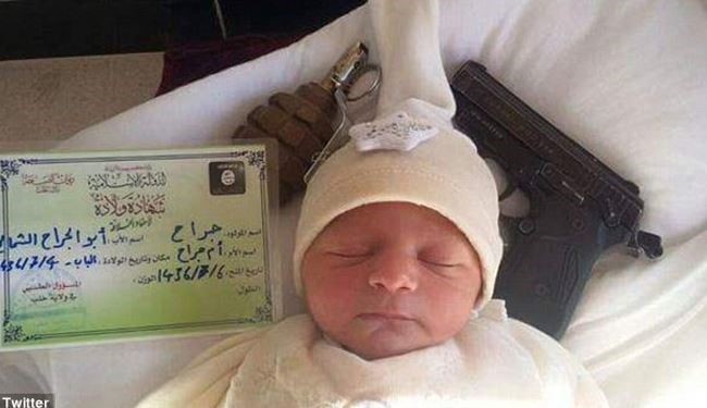 A Handgun & Hand Grenade Are The ISIS New Born Baby's Toys + pics
