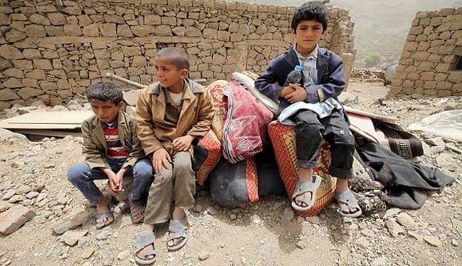 توجه کودکان یمنی به پیام مرگ آورسعودی ها!