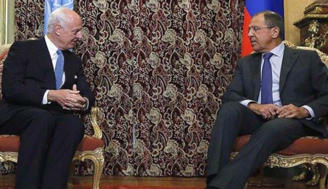 لافروف يلتقي في موسكو مبعوث الامم المتحدة الى سوريا