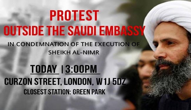 Calls for Protest outside Saudi Embassy to Condom Sheikh Nimr Execution