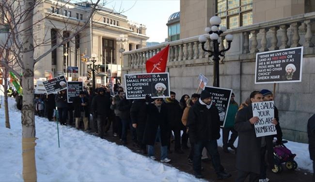 کانادایی ها به اعدام شیخ نمر اعتراض کردند+تصاویر
