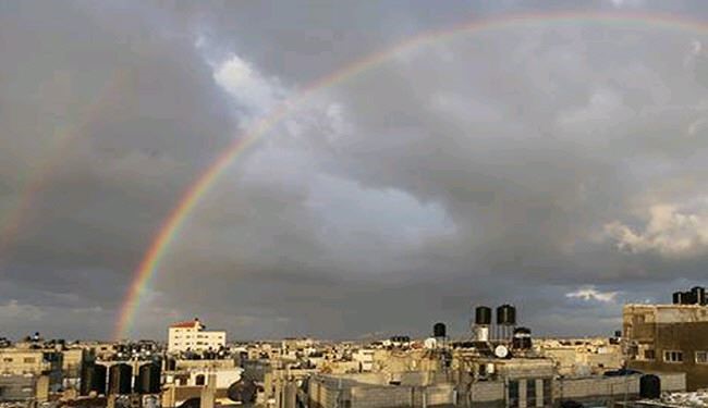 عکس؛ رنگین‌کمان دو طبقه در غزه!