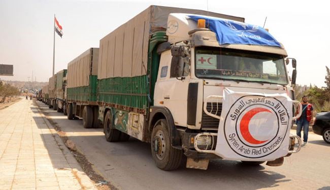Aid Convoy Arrives in Efrin, Azaz Areas in Aleppo in Syria
