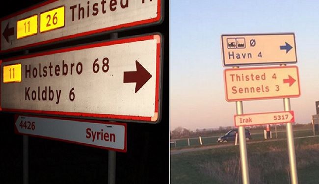 بالصور/ لافتات في الدنمارك ترشد اللاجئين الى سوريا والعراق!