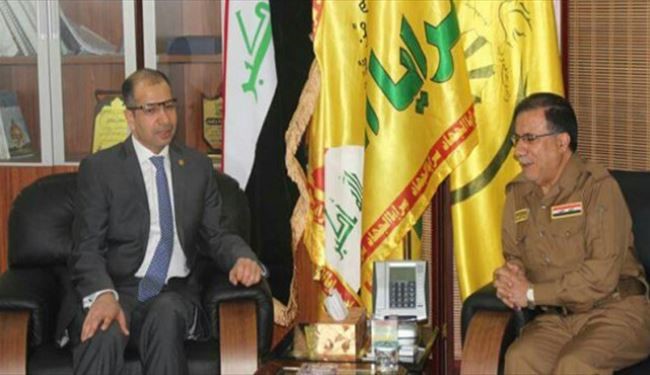 رئیس مجلس عراق درصف مدافعان بسیج مردمی