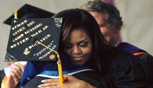 PHOTOS: Obama’s Daughter Wearing Graduation Cap with Quote from Prophet Muhammad