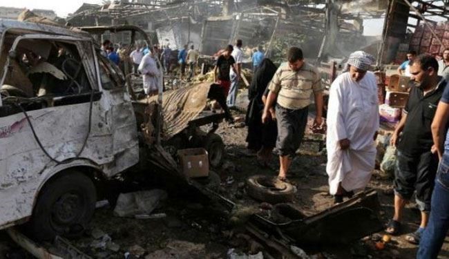 ضحايا اثر تفجير انتحاري بسوق شعبية جنوب غربي بغداد