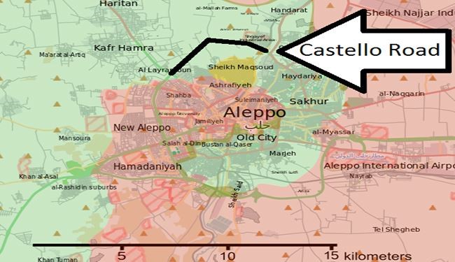 جاده راهبردی حومه حلب در تیررس ارتش سوریه
