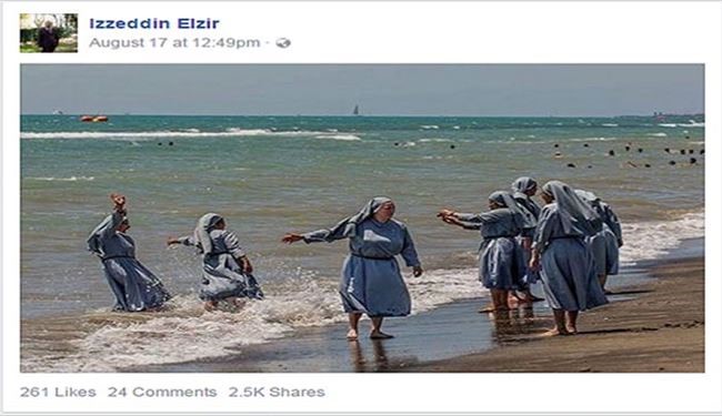 تصویر عجیب راهبه‌ها پس از ممنوعیت لباس شنای اسلامی!