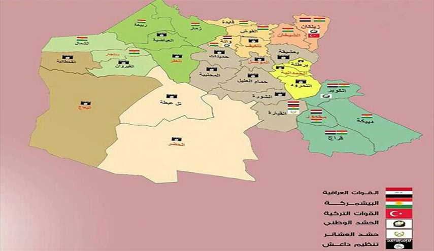 خارطة تمركز القوات العراقية والبيشمركة بمحاور جبهات الموصل