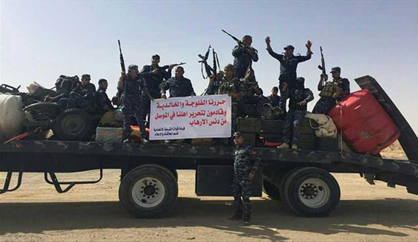 بالصور.. قطعات الشرطة الاتحادية ترفع شعارات تحرير الموصل
