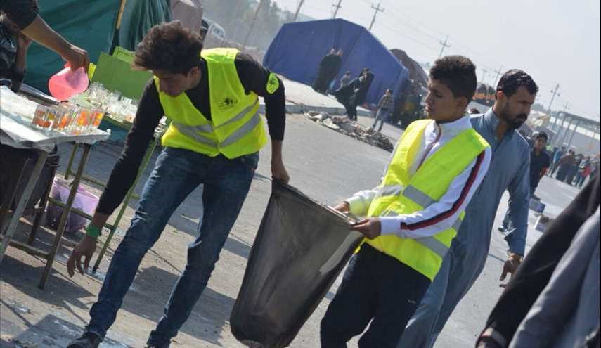 حملة طلابية لتنظيف الشوارع وتوزيع المنشورات للحض على عدم رمي النفايات في الشوارع..