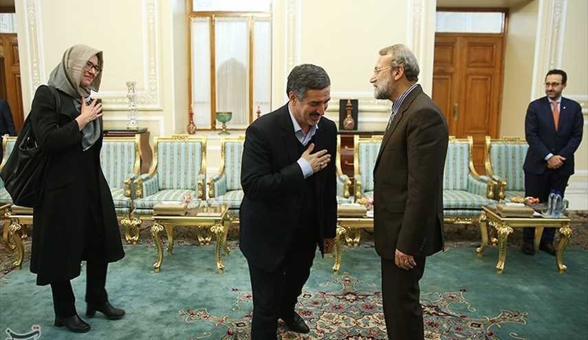 لقاء رئيس اللجنة الدولية للصليب الأحمر مع رئيس البرلمان الايراني علي لاريجاني