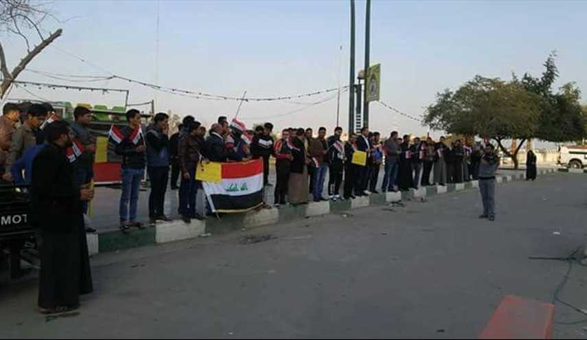 بالصور ..احتجاجات غاضبة أمام السفارة البحرينيّة في بغداد تضامنا مع الشعب البحريني المظلوم