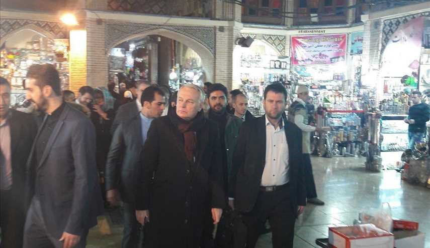 گشت و گذار وزیرخارجه فرانسه در بازار تهران