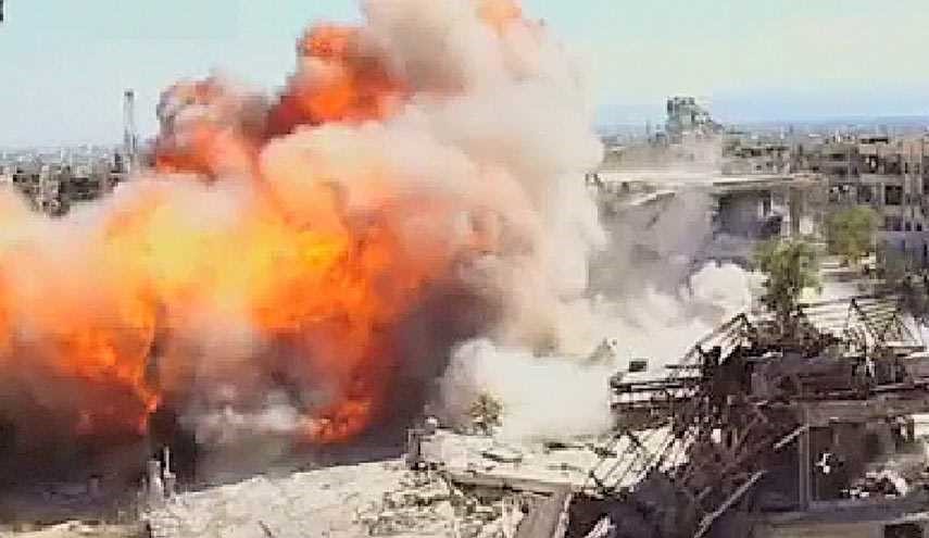 الجيش السوري يفجر نفقان في منطقة بساتين القابون بريف دمشق