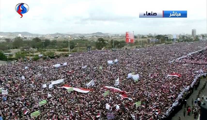 تظاهرة كبرى في صنعاء تنديدا بالعدوان على اليمن في ذكراه الثانية