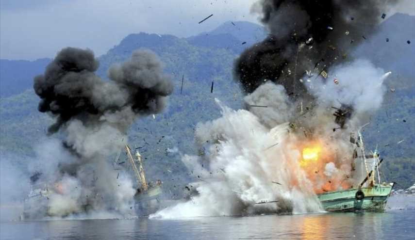 انفجار قارب للصيادين غير الشرعيين في اندونيسيا