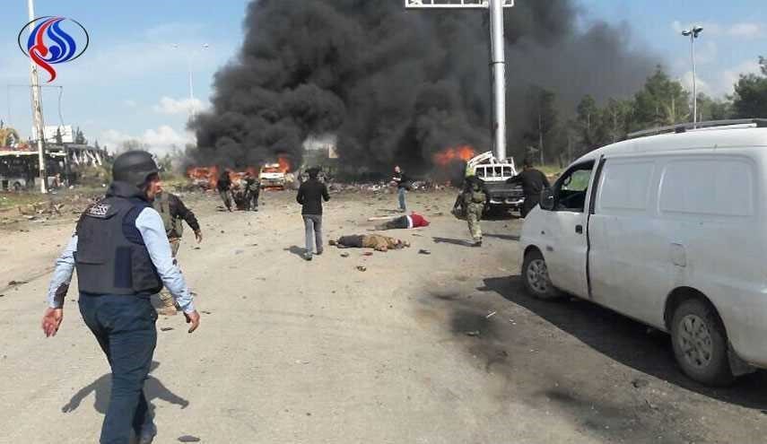 انفجار در محل توقف اتوبوس های حامل اهالی فوعا و کفریا+تصاویر