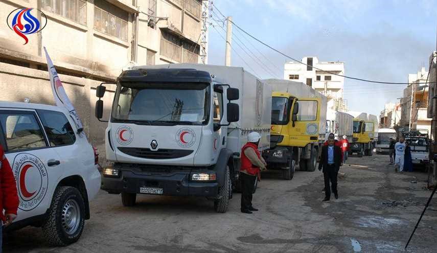 الحكومة السورية ترسل قافلة مساعدات انسانية إلى وادي بردى