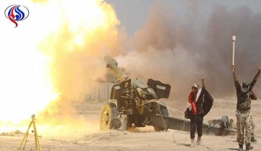 مواضع داعش در غرب موصل، زیر آتش توپخانه الحشد الشعبی