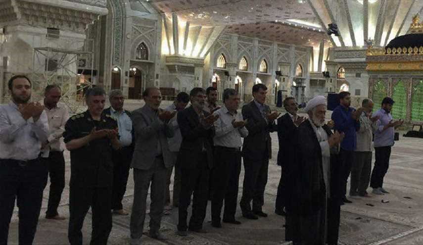 برگزاری نماز جماعت درحرم مطهر پس از پایان عملیات تروریستی