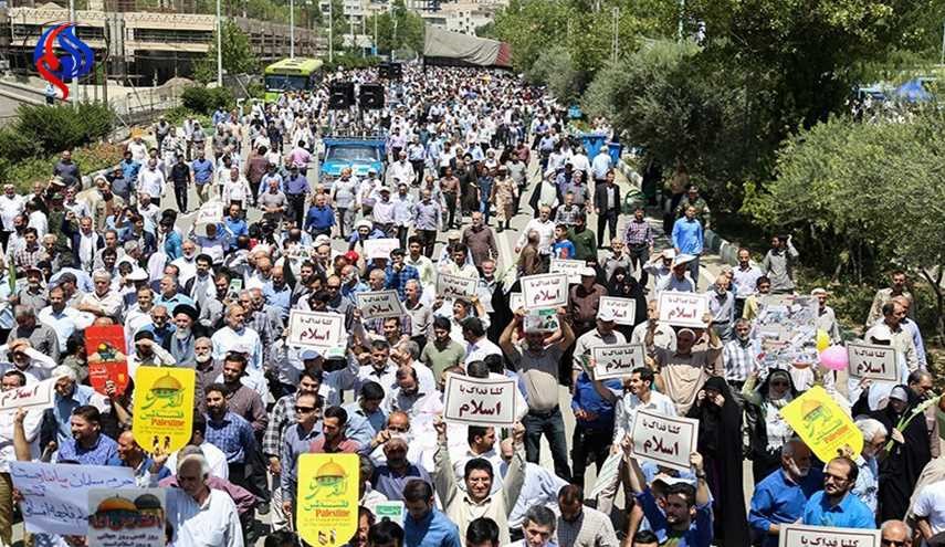 بالصور.. مسيرات احتجاجية في طهران تنديداٌ بجرائم الصهاينة