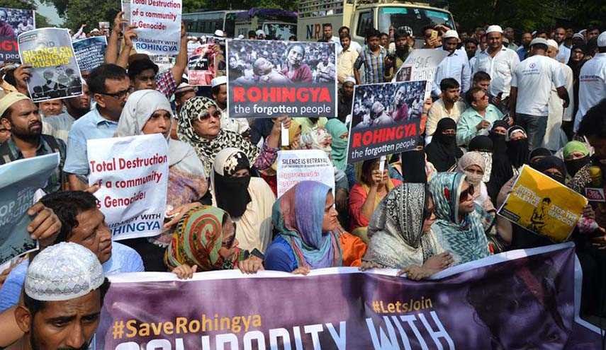 الشعب الهندي ینظم مسیرات منددة بالمجازر ضد مسلمي الروهینغا