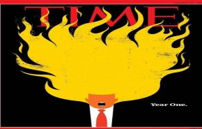 طرح جلد این هفته نشریه تایم به مناسبت اولین سالگرد ریاست جمهوری دونالد ترامپ